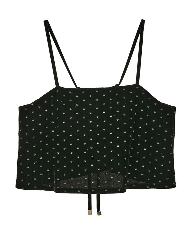 YECCA VECCA グリッタードットベロアオーバーキャミ Black