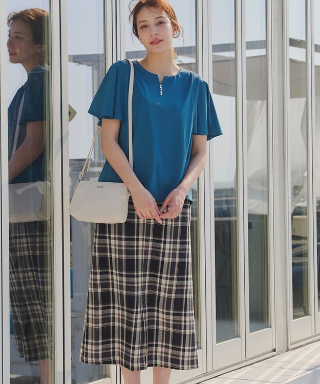 Tiaclasse 【洗える】カラミチェックスカート ブラック