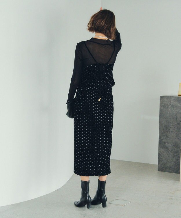 YECCA VECCA グリッタードットベロアオーバーキャミ Black