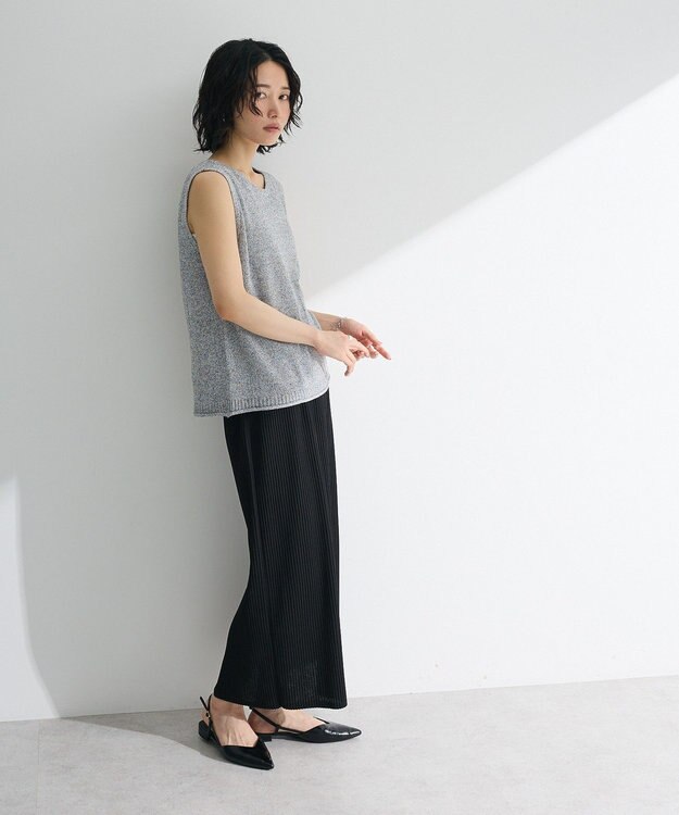 Green Parks 前後２ｗａｙ　ミックスカラーノースリーブニット Charcoal Gray