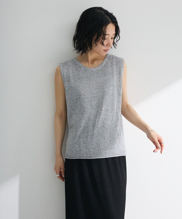 Green Parks 前後２ｗａｙ　ミックスカラーノースリーブニット Charcoal Gray