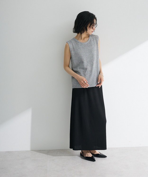 Green Parks 前後２ｗａｙ　ミックスカラーノースリーブニット Charcoal Gray