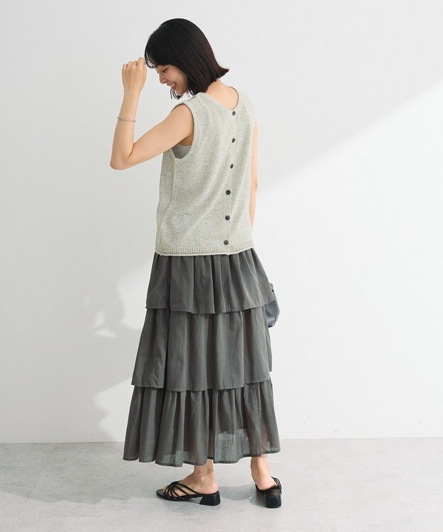 Green Parks 前後２ｗａｙ　ミックスカラーノースリーブニット Khaki