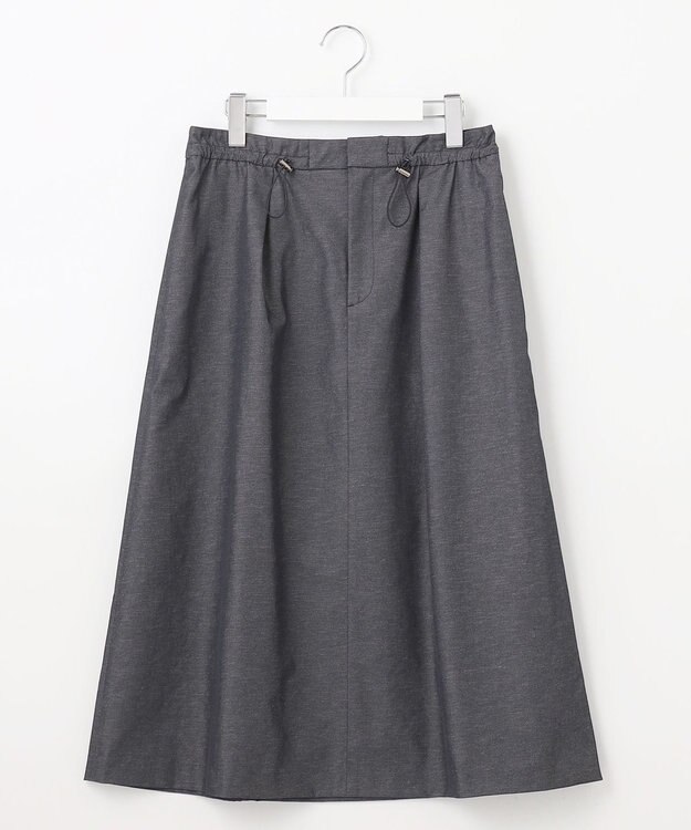 J.PRESS LADIES L 【洗える・吸水速乾・接触冷感】リネンツイル スカート ブラックシャンブレー系