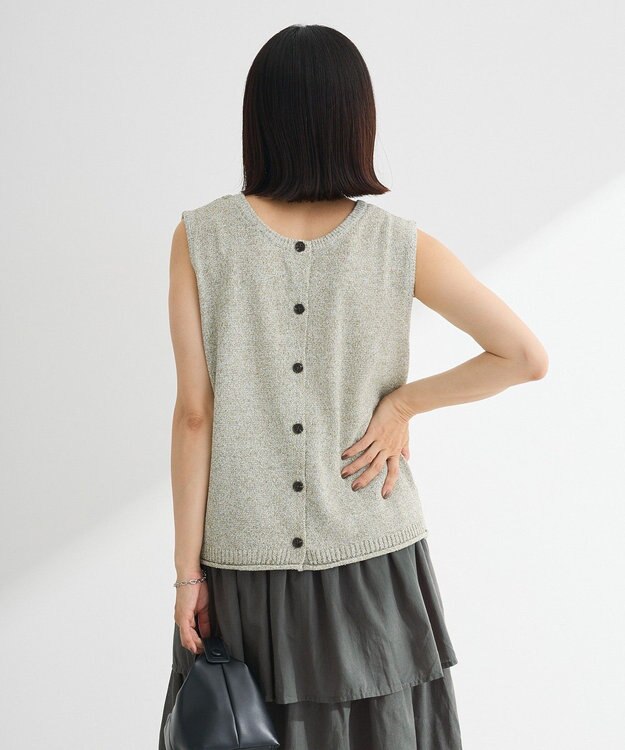 Green Parks 前後２ｗａｙ　ミックスカラーノースリーブニット Khaki