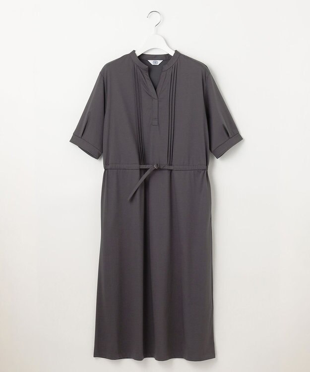 J.PRESS LADIES L 【接触冷感・洗える】プレーティングジャージー ワンピース スレート系