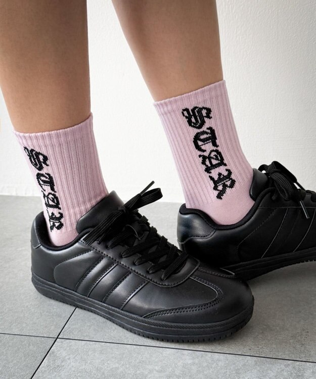 WEGO オールドイングリッシュロゴリブソックス ピンク