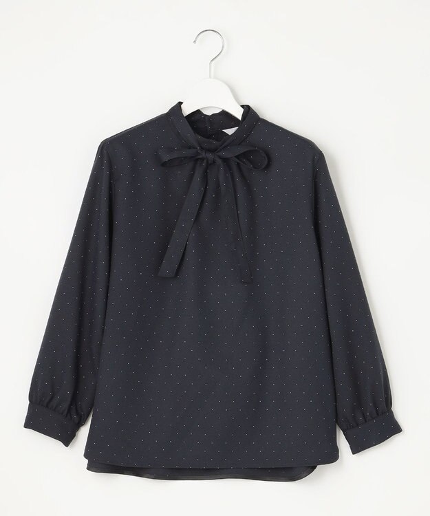 J.PRESS LADIES 【洗える・吸水速乾】 ライトアムンゼンドットPT リボン ブラウス ネイビー系5