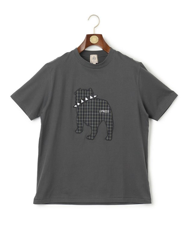 J.PRESS MEN 【UNISEX】ファブリックワッペン バックブルTシャツ グレー系