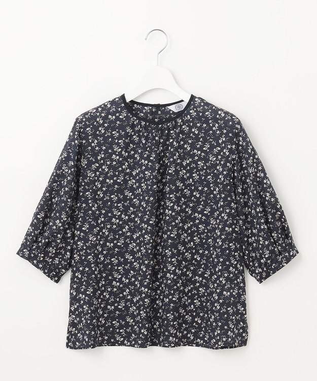 J.PRESS LADIES L 【洗える】 スパンローンフラワー ボリュームスリーブ ブラウス ネイビー系5