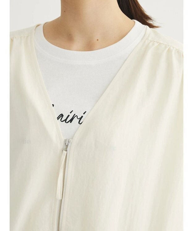 Green Parks イージーケア　Ｖネックブルゾン Ecru