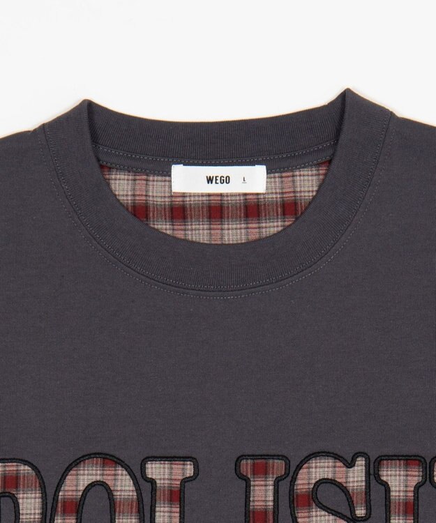 WEGO 【ユニセックス着用ITEM】チェックディテールロゴT（SS） スミクロ