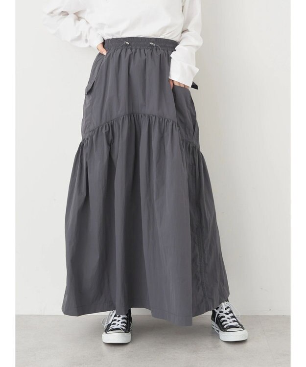 earth music&ecology ドロストテックスカート Charcoal Gray