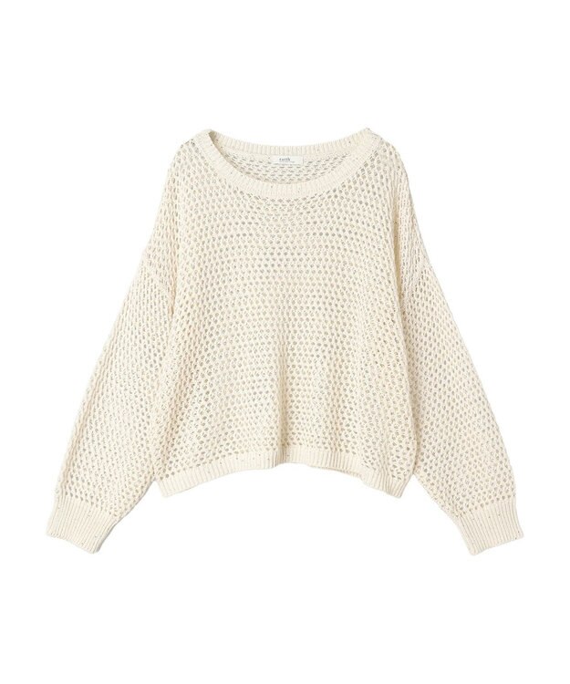 earth music&ecology スパンコールショートゆるニット Ivory