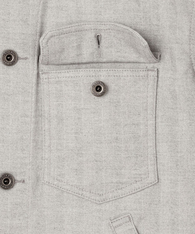 JOSEPH ABBOUD 【イタリア素材/ストレッチ】ヘリンボンモールスキンワーク ジャケット ライトグレー系