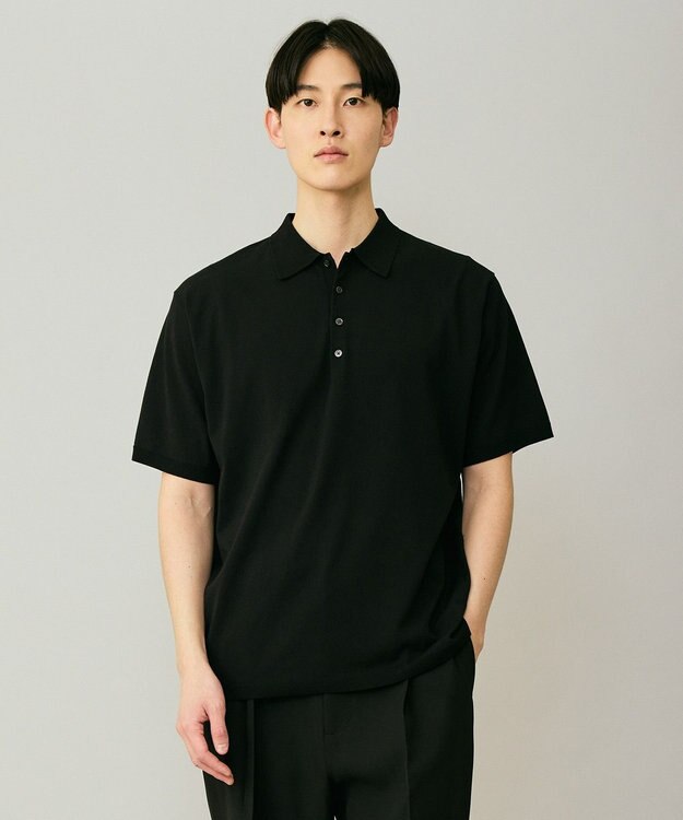 UNFILO MENS アラエルアンチピリングニット ポロ ブラック