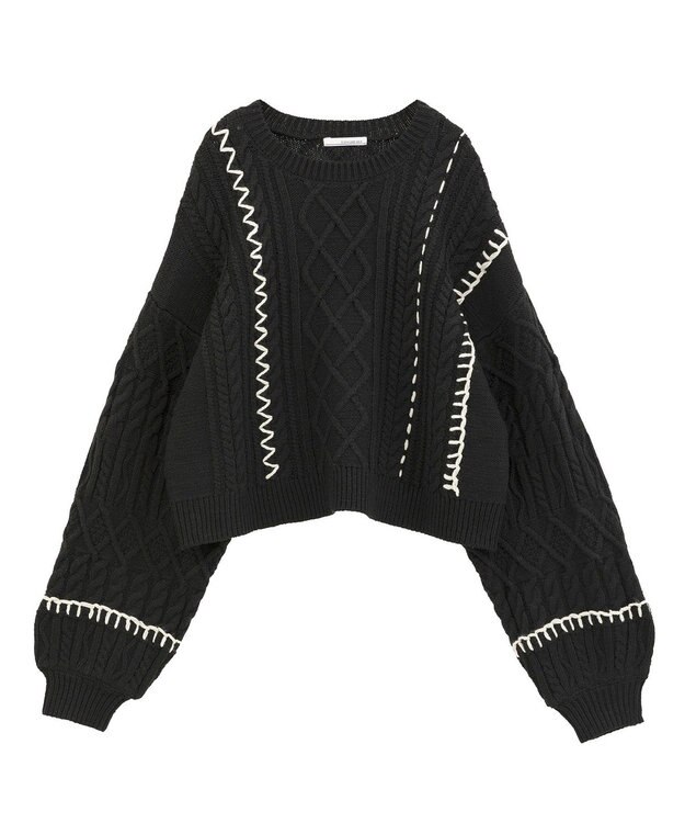 Green Parks ・ＥＬＥＮＣＡＲＥ　ＤＵＥ　ハンドステッチケーブルニッ Black