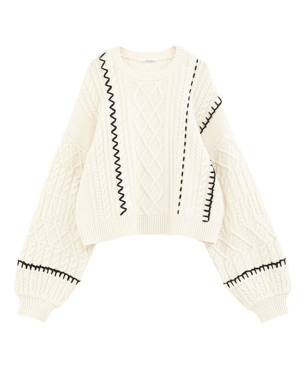 Green Parks ・ＥＬＥＮＣＡＲＥ　ＤＵＥ　ハンドステッチケーブルニッ Ivory