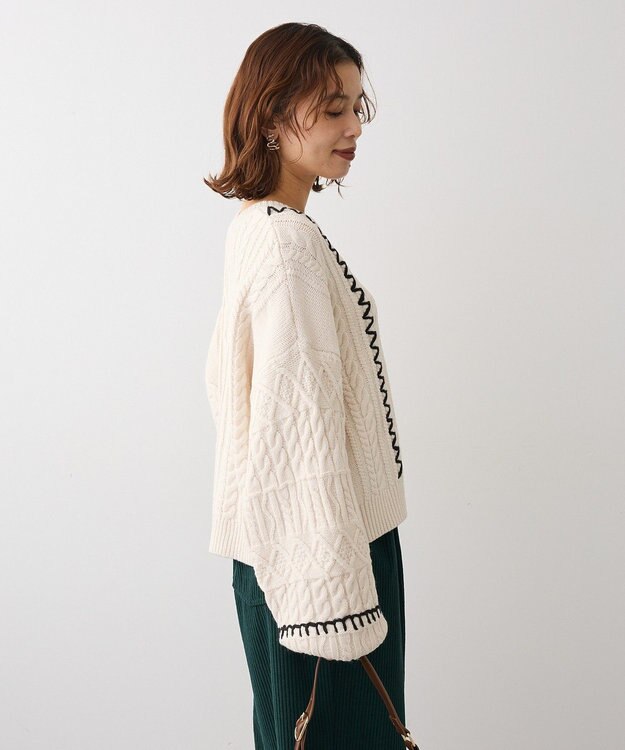 Green Parks ・ＥＬＥＮＣＡＲＥ　ＤＵＥ　ハンドステッチケーブルニッ Ivory