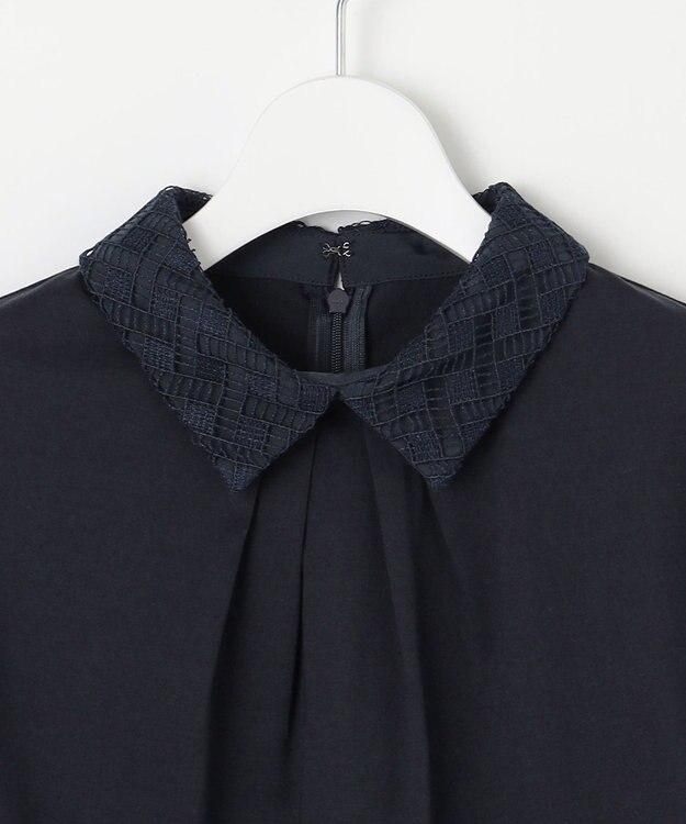 J.PRESS LADIES プレーティングジャージー レース襟 カットソー ネイビー系