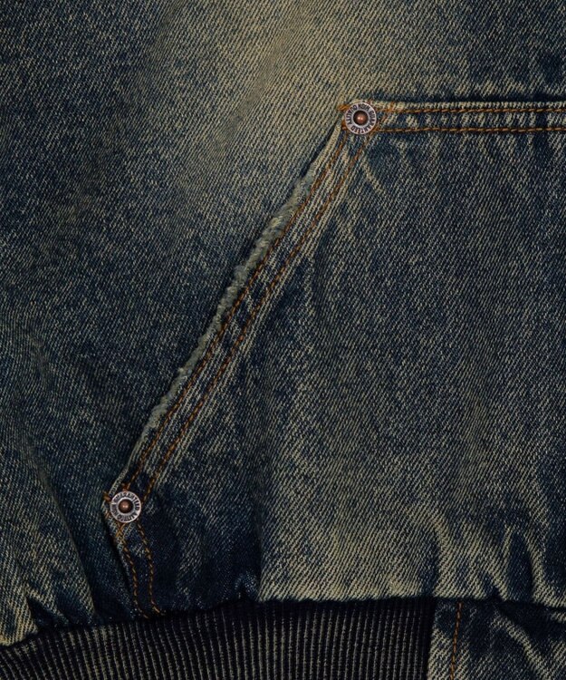 WEGO デニムショートフードブルゾン デニム中濃加工色