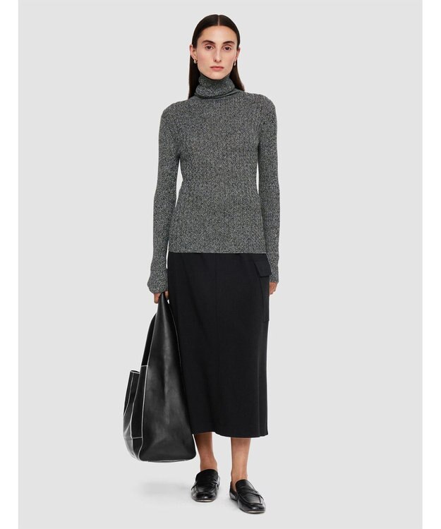 JOSEPH 【洗える】ケーブル&リブ　ハイネックニット Ivory/Black