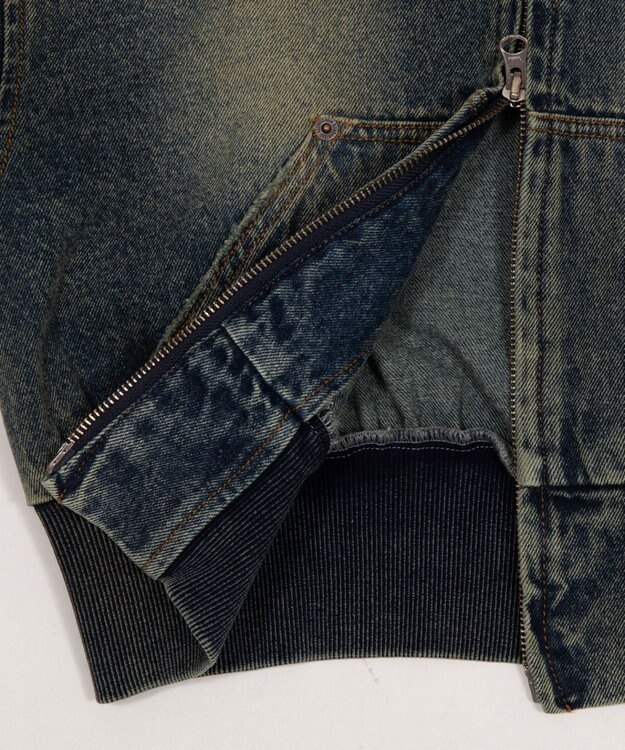 WEGO デニムショートフードブルゾン デニム中濃加工色