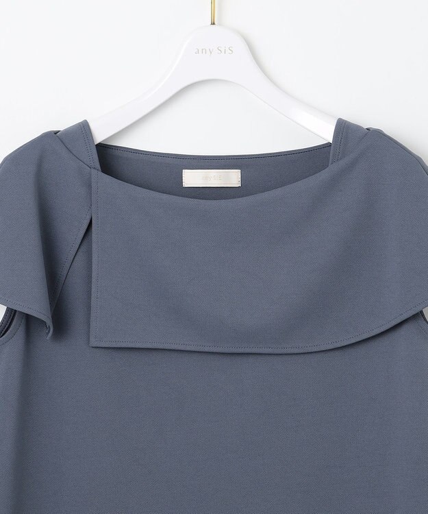 ANY SIS L ケープディテール カットソー ブルーグレー