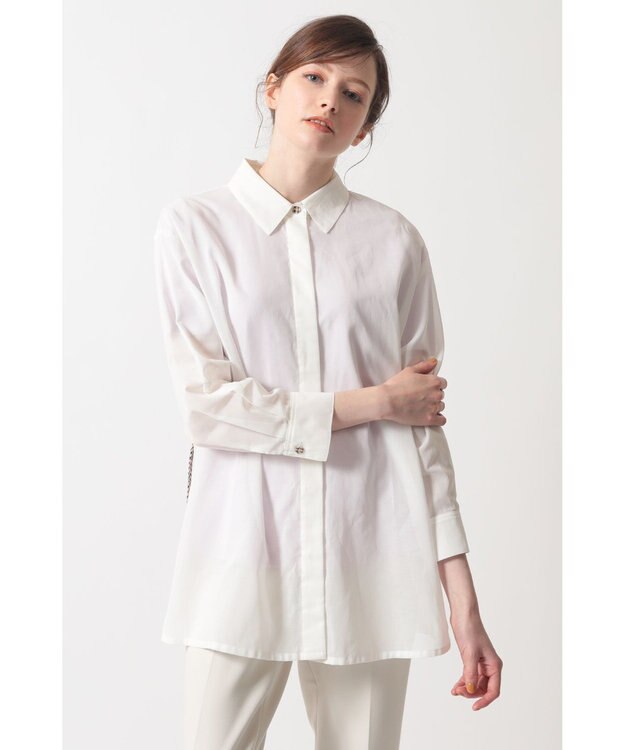 DAKS バックドローストリング コットンシャツ ホワイト