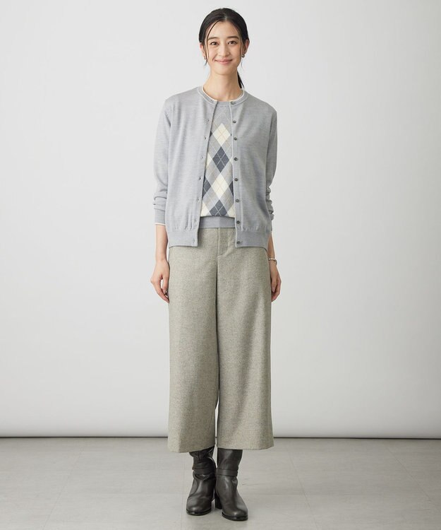 J.PRESS LADIES アーガイル ツイン ニット グレー系