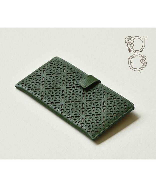 genten ダイヤカットワーク　マチなし長財布 フォレストグリーン