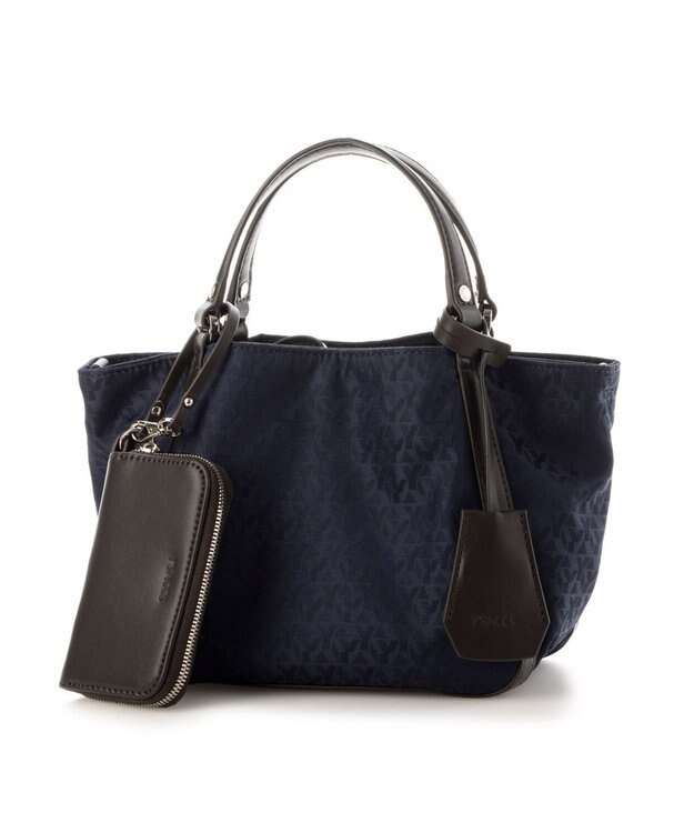 Y'SACCS モノグラム×リサイクルレザー 2WAYミニマムトート ネイビー