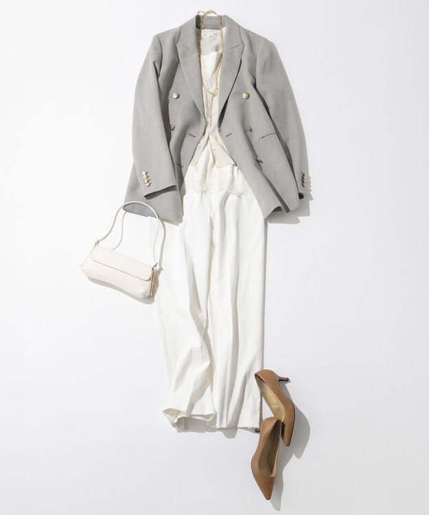 23区 【VERY/Oggi/CLASSY掲載】TWギャバジン テーラード ジャケット ライトグレー系