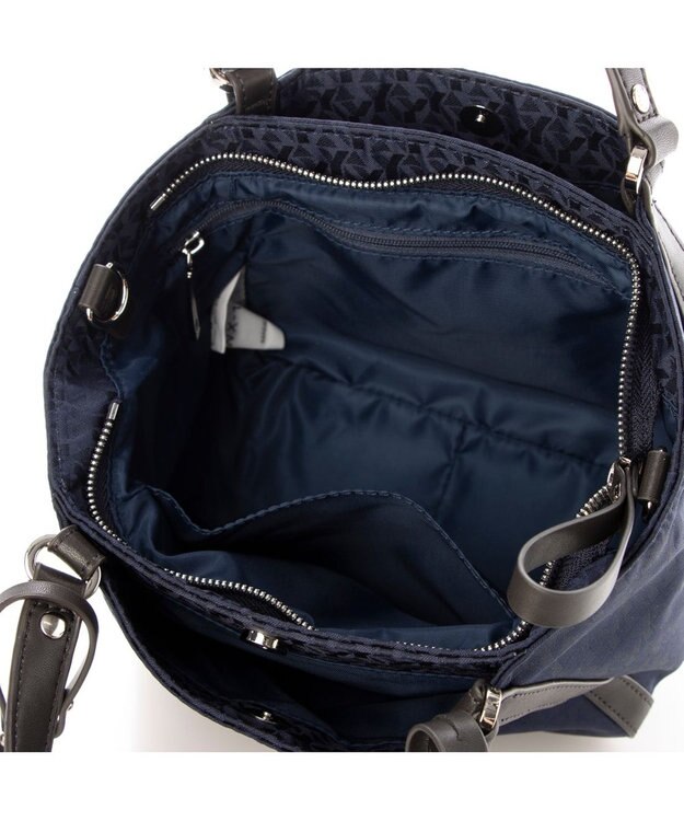 Y'SACCS モノグラム×リサイクルレザー 2WAYミニマムトート ネイビー