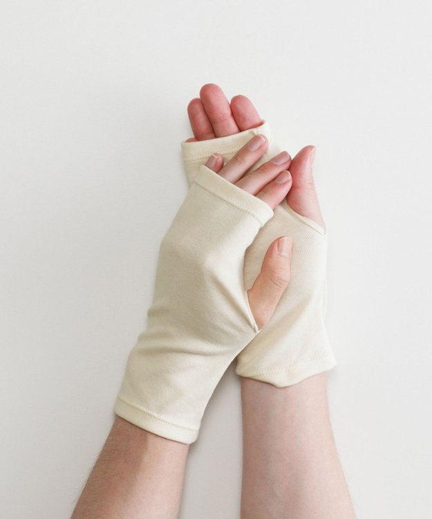 ORuKuBET pure organic cotton wrist cover 【 UVカット・オーガニックコットン・日本製 】 アイボリー