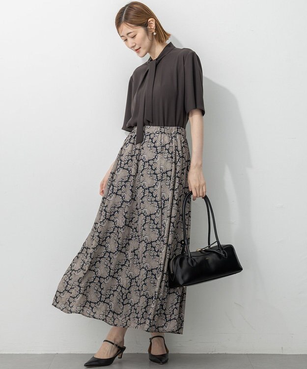 23区 S 【洗える】Ratti ヴィンテージペイズリープリント スカート ブラックプリント