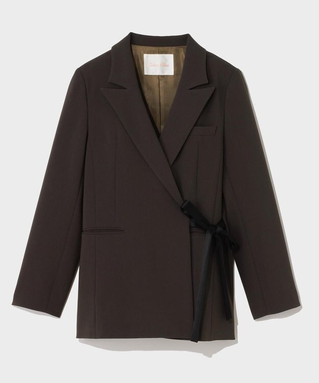 GRACE CONTINENTAL サテンボウ付テーラードジャケット ブラウン