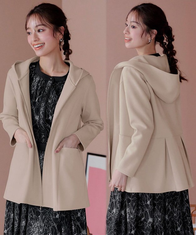 Tiaclasse L 【洗える】ソフトダンボールバックフレアフーディー ライトベージュ