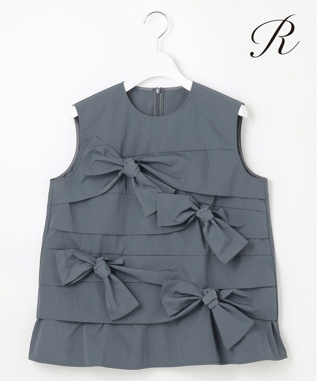 23区 S 【R(アール)】ナイロンタフタワッシャー  ノースリーブブラウス スレートグレー系