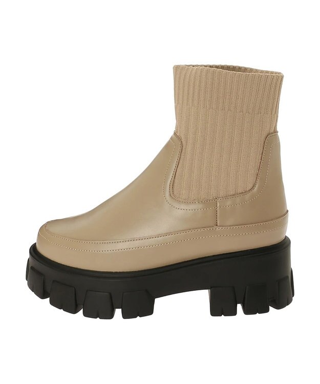 Green Parks ・ｍｉｎｉａ　ニットコンビブーツ Beige