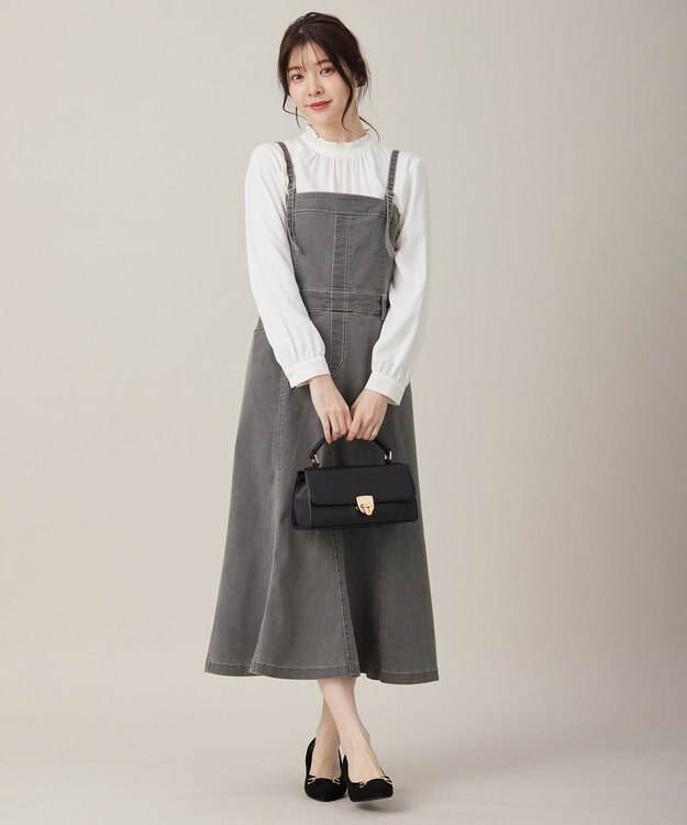 ANY SIS 【洗える】フリルネックスタンド ブラウス オフ