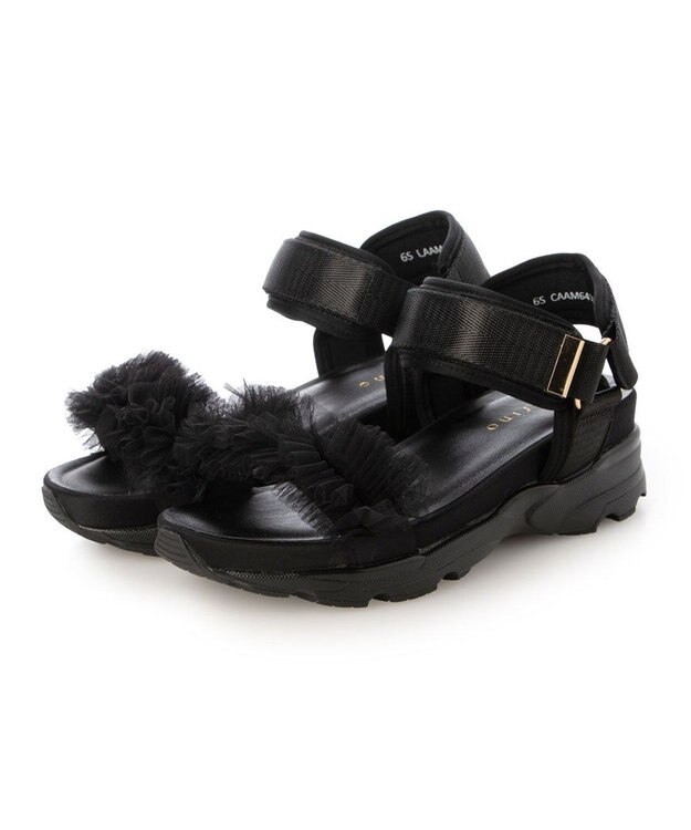 MODE ET JACOMO <carino>チュール付スポーツサンダル ブラック