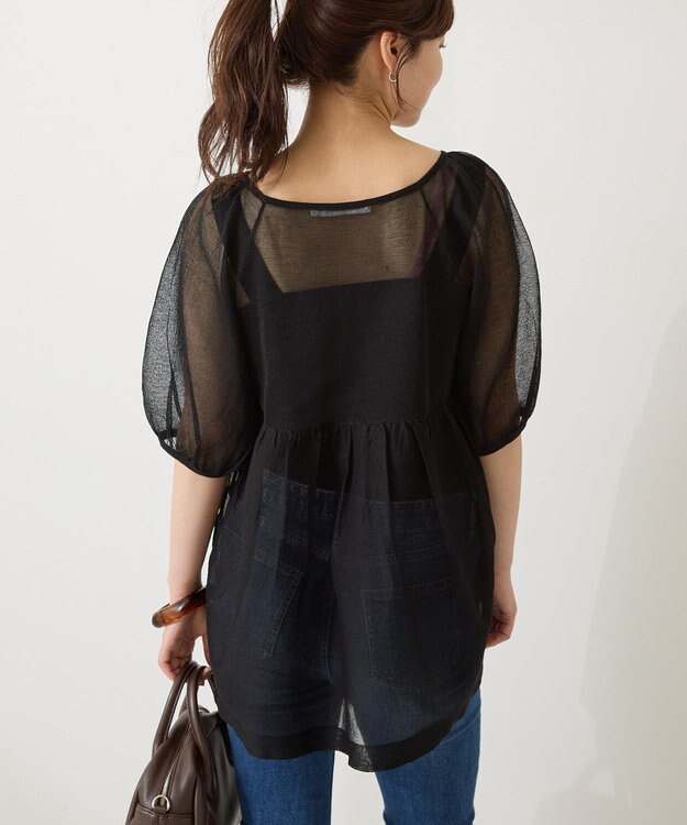 AMERICAN HOLIC シアーパフスリーブニットプルオーバー Black