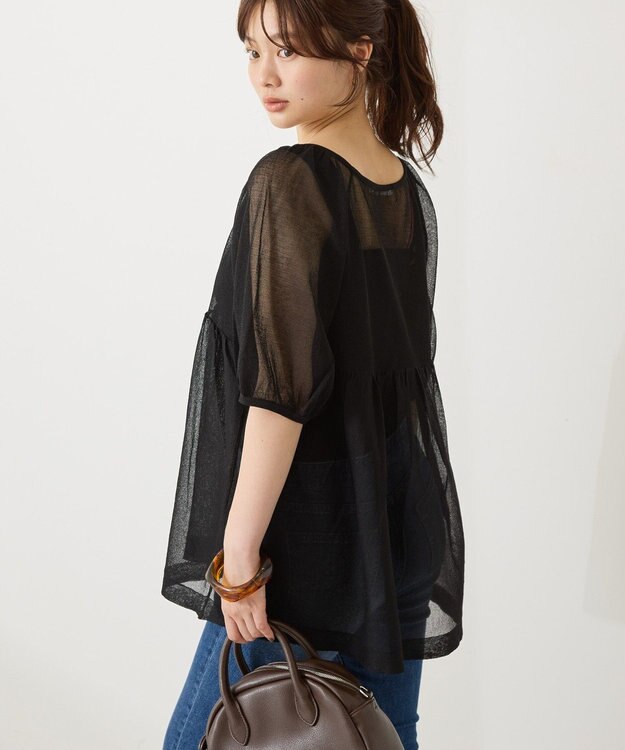 AMERICAN HOLIC シアーパフスリーブニットプルオーバー Black