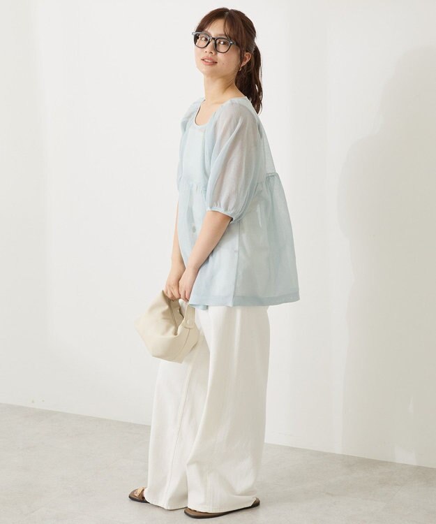 AMERICAN HOLIC シアーパフスリーブニットプルオーバー Light Blue