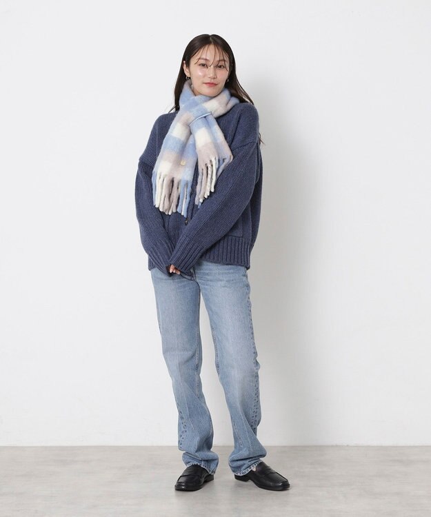 MOONBAT PAUL&JOE ACCESSOIRES(ポール&ジョー) ボリュームマフラー ブロックチェック サックスブルー