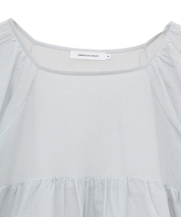 AMERICAN HOLIC シアーパフスリーブニットプルオーバー Light Blue