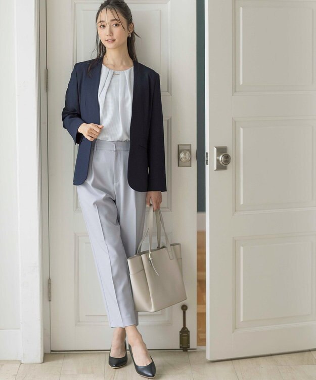 ANY SIS 【吸水速乾・UVケア・接触冷感】コンフォートジャージー ブラウス ライトブルー