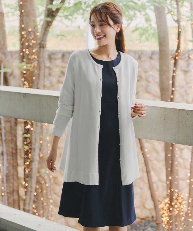 Tiaclasse 【洗える】チェックコンビエンパイアワンピース ネイビー