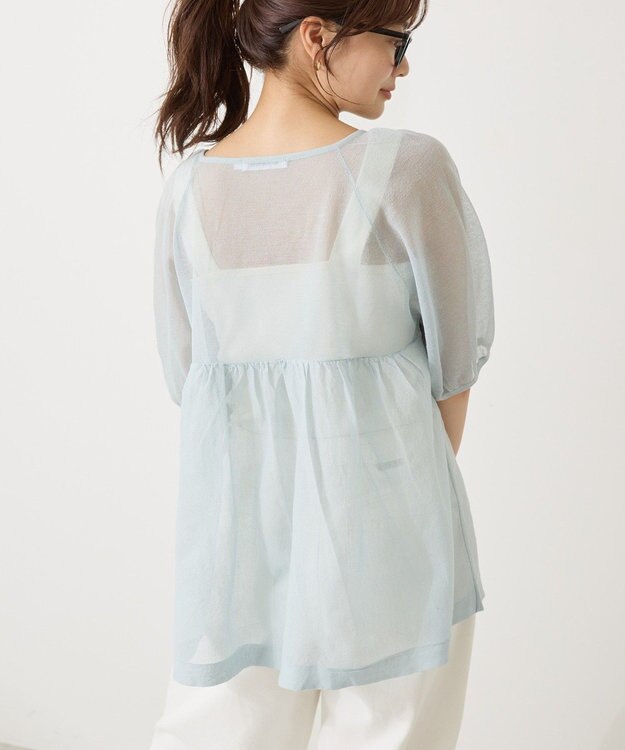 AMERICAN HOLIC シアーパフスリーブニットプルオーバー Light Blue